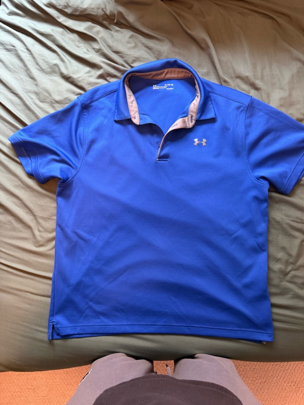 Under Armour Royal Blue Polo with Light Tan Trim